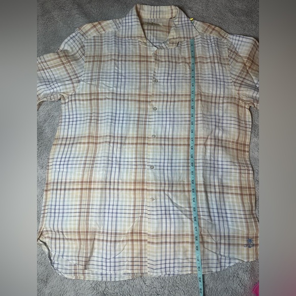 Tommy Bahama Cream and Brown Plaid Shirt Jacket, XL - Picture 9 of 9